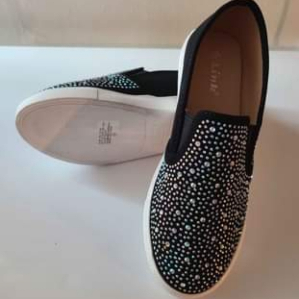 Black Canvas Shoes with Rhinestone bling Size 4